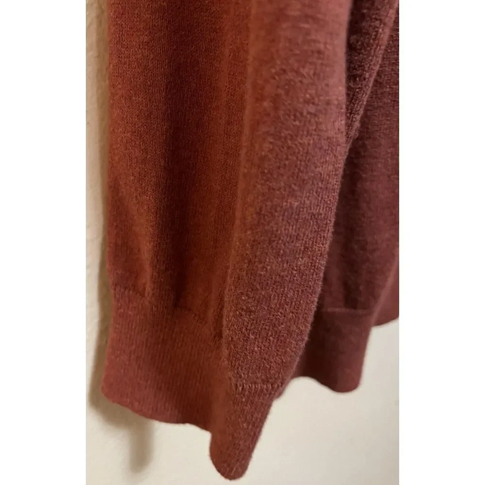 LL Bean Sweater Cashmere Cotton Blend Burnt Orange Pullover 1/4 Zip Mens Size XL